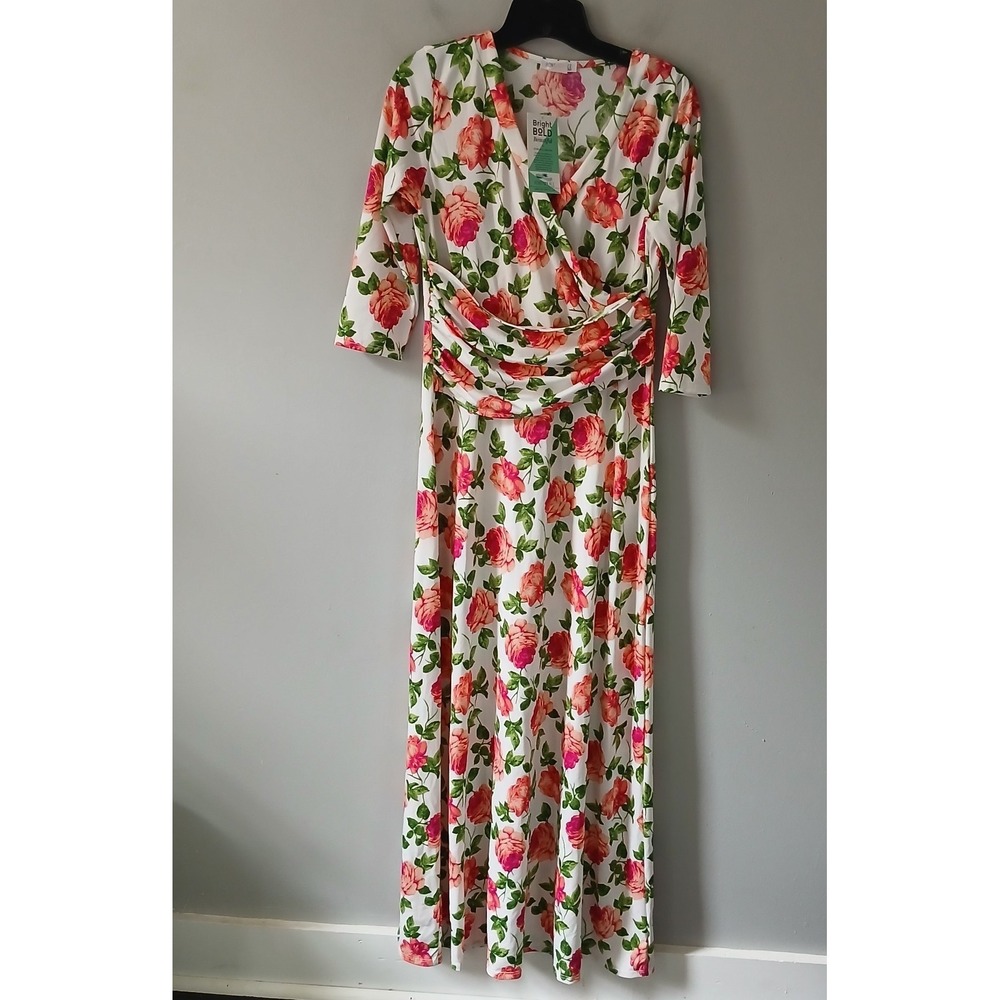 Honey‎ & Lace Women's Size Med Rocklin Wrap Dress Floral Maxi 3/4 Sleeve NWT!!!